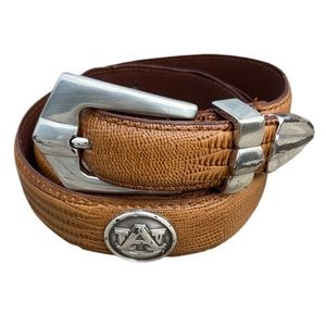 Auburn University teju lizard leather belt with AU conches size 36”